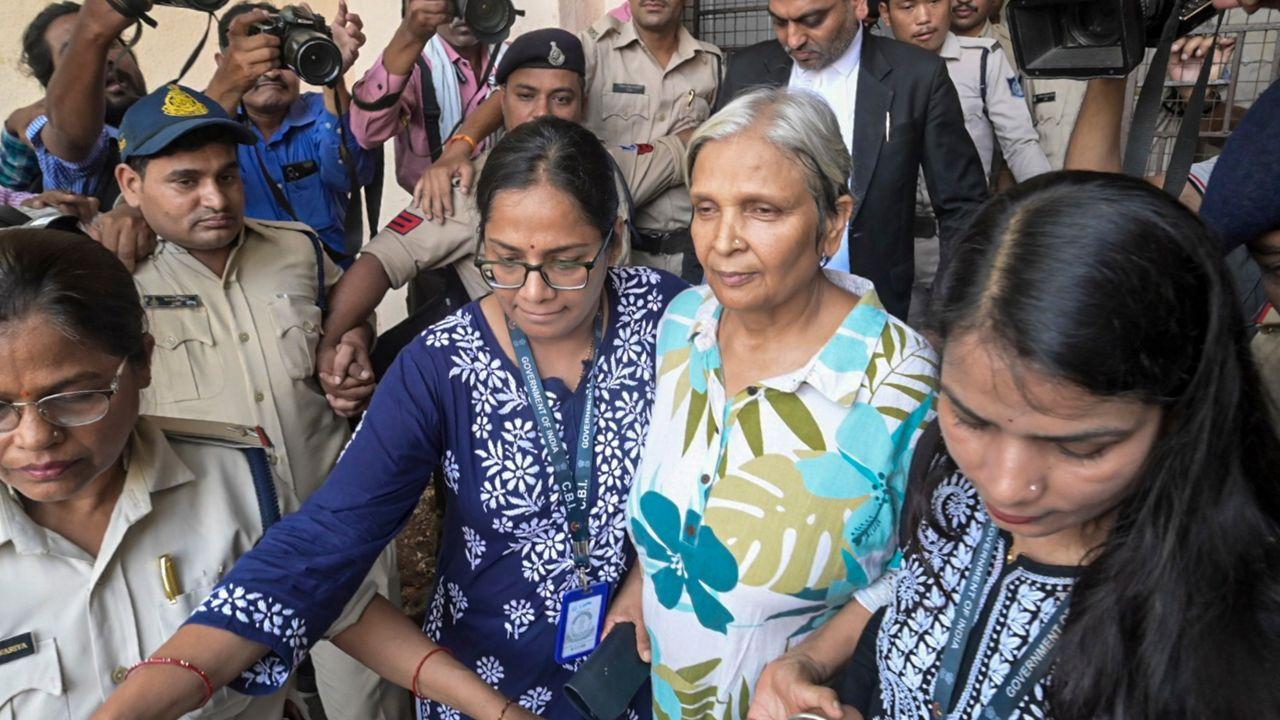 Prime accused Giribala Singh comes out of a local court after being remanded to five-days CBI custody. Pic/PTI